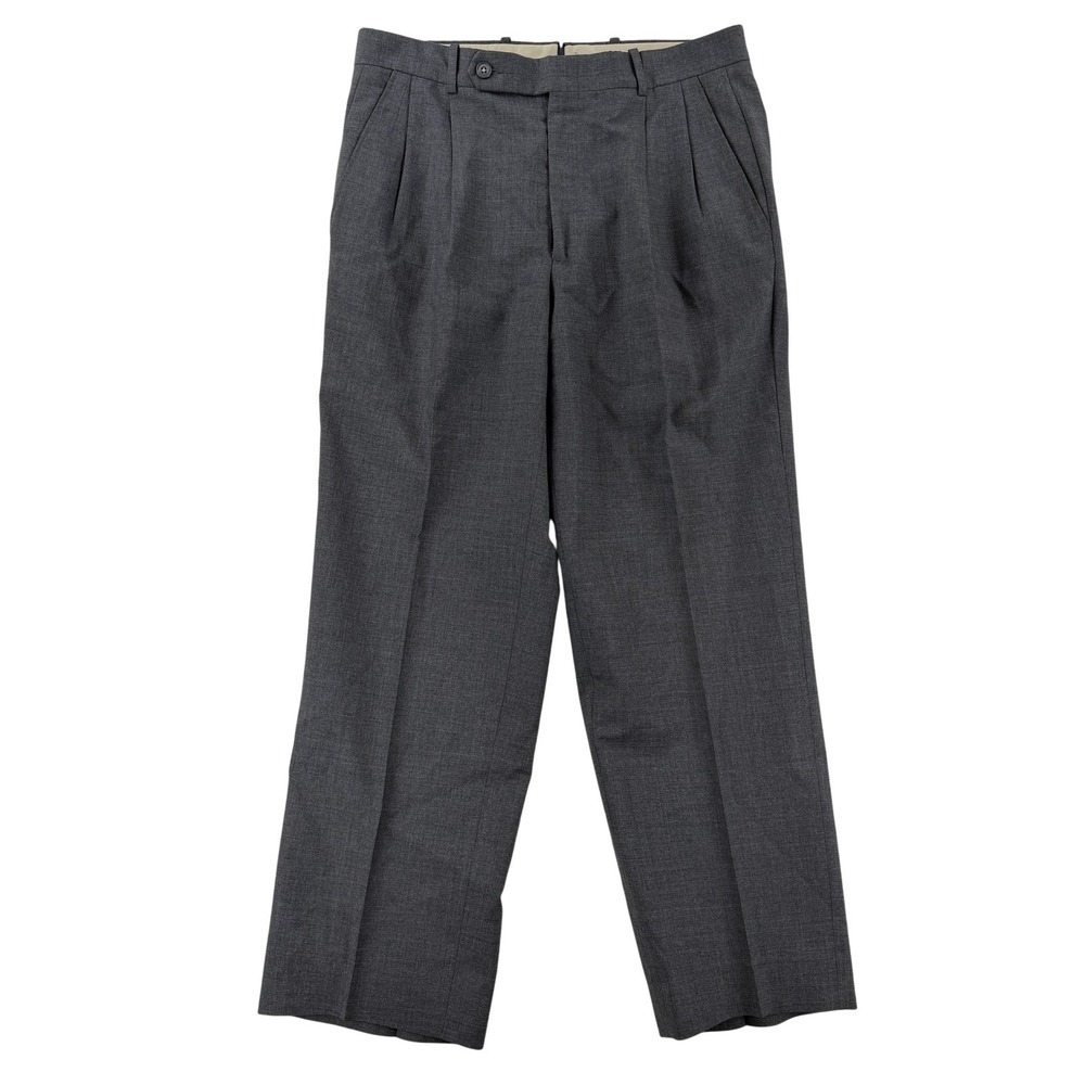 Vintage Aquascutum Dress Pants Mens 36x28 Gray Classic Fit Wool Lined Office